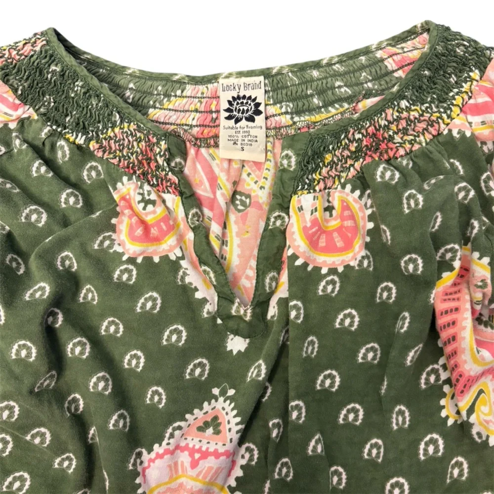 Lucky Brand blouse top green size small - Picture 5 of 6